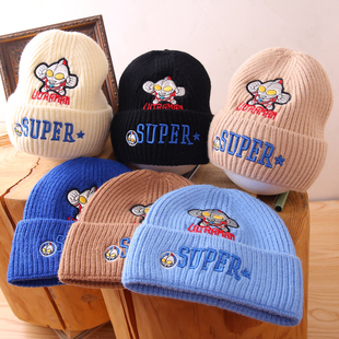 奥特曼儿童毛线帽冬季男童帽子围巾两件套中大童宝宝男孩保暖防寒