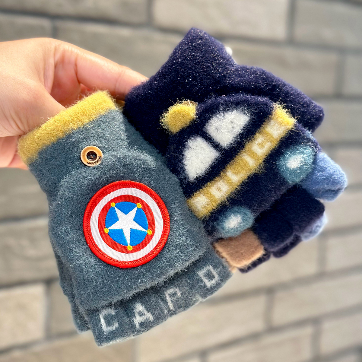 男童多款儿童半指翻盖手套写字