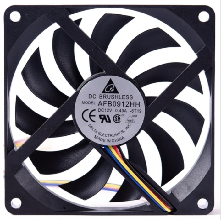 台达AFB0912HH 9015 9CM 双滚珠 12V 0.40A 四线PWM温控超薄风扇