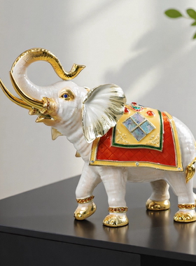 珐琅彩大象工艺品摆件乔迁礼物