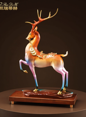 黄铜招财鹿摆件乔迁新居礼物