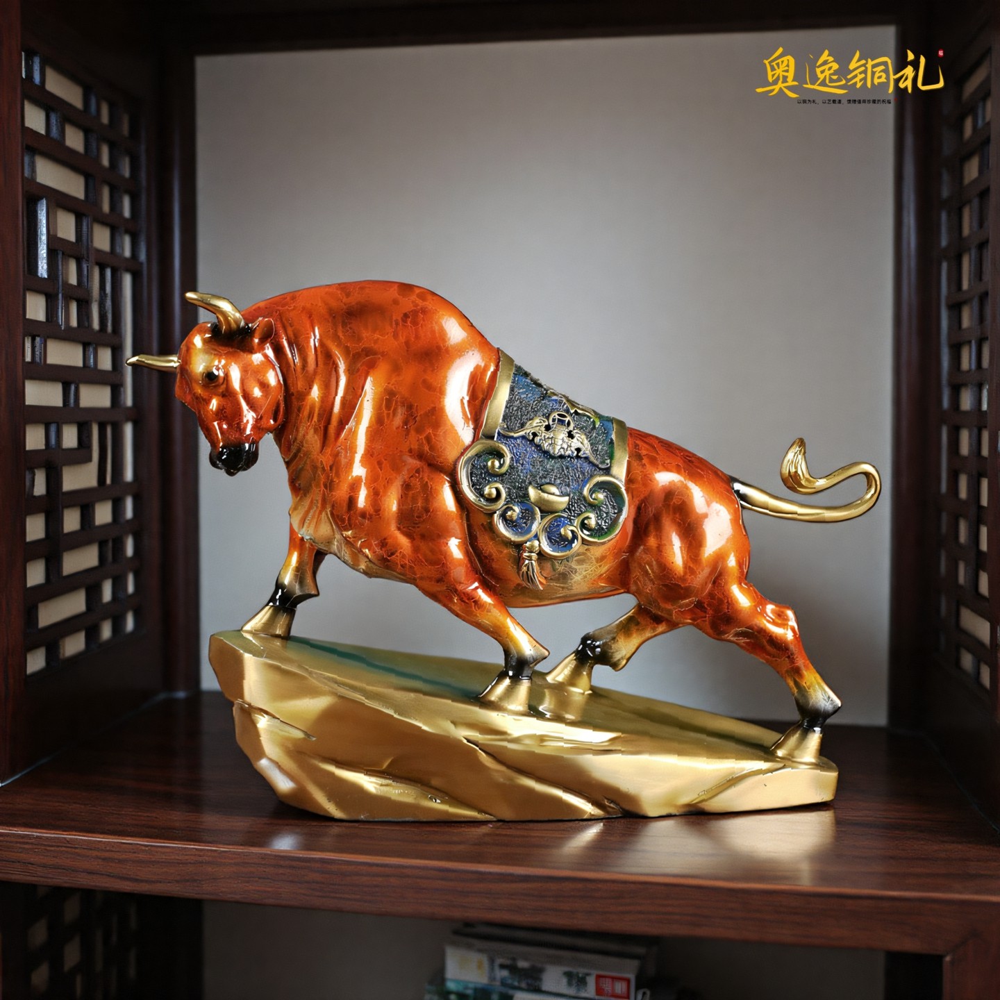 铜牛牛气冲天摆件高档办公室招财装饰品铜工艺品公司搬迁开业礼物