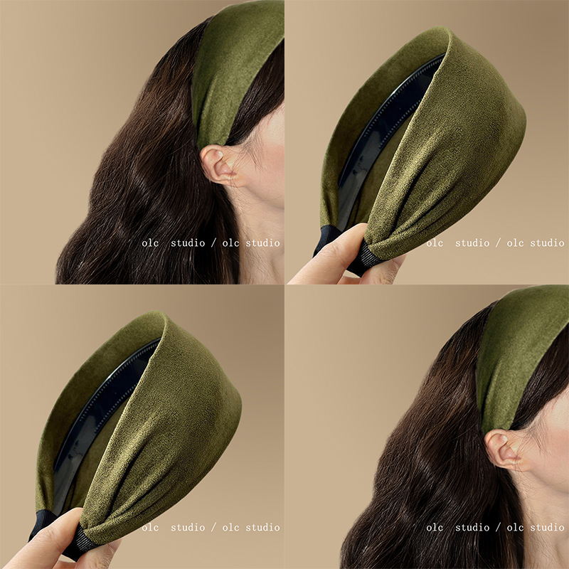 麂绒绿色~宽边麂皮绒头箍