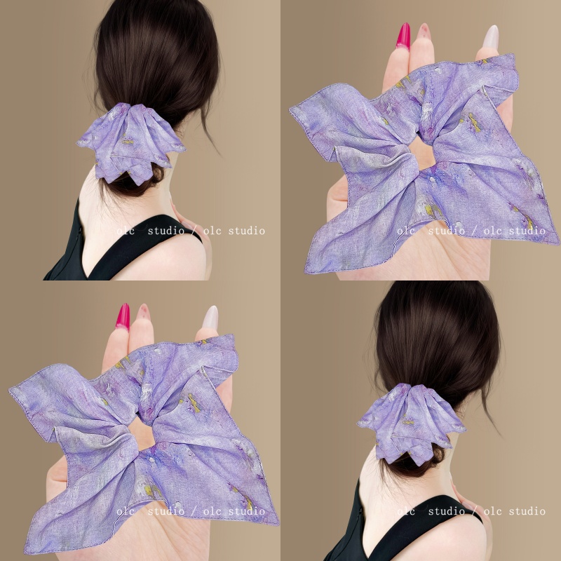 温柔觉醒~设计感紫色方巾发圈