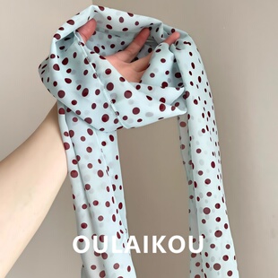 Vintage古着 Star spots and mist波点丝巾女早春系脖飘带围巾