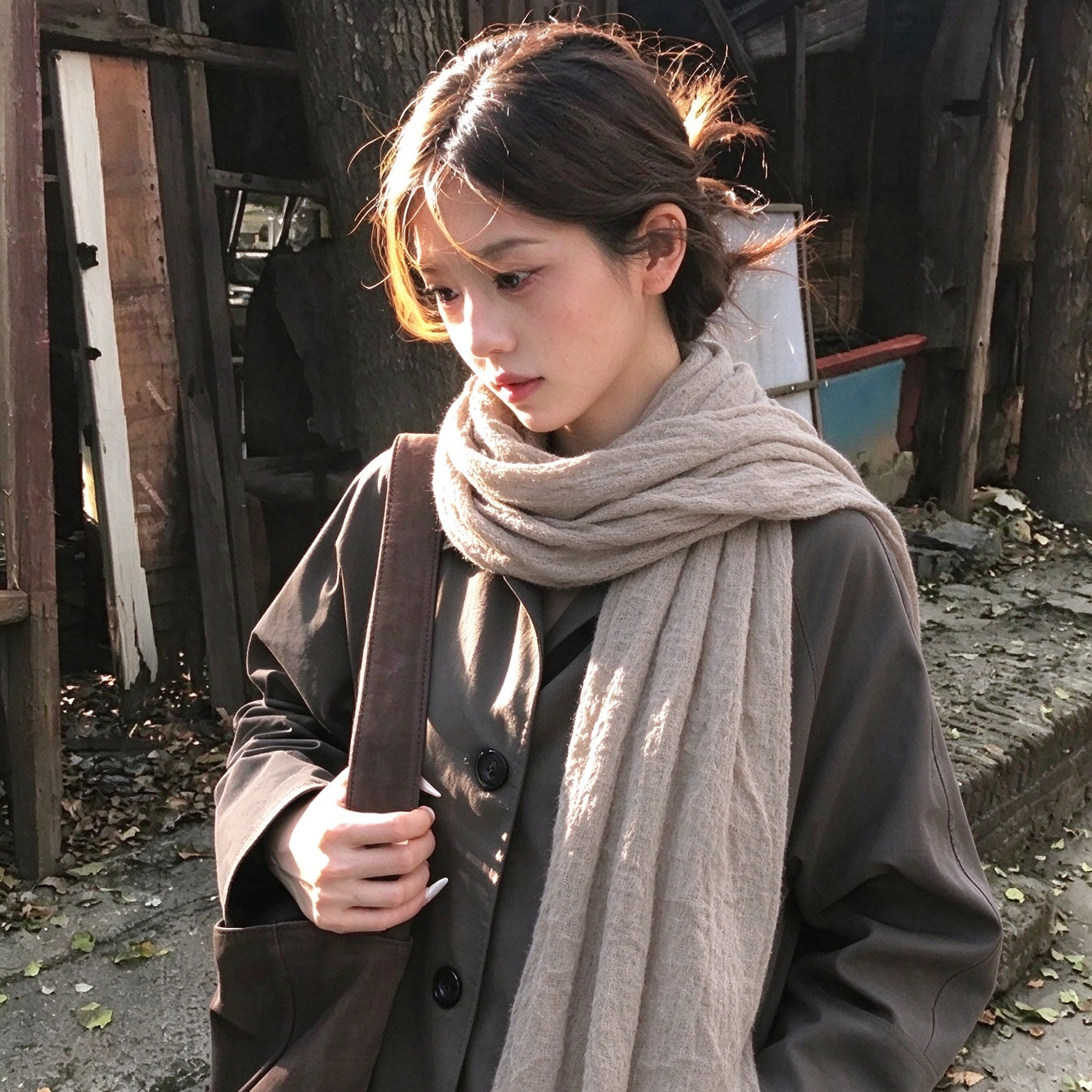 2026新款复古文艺风围巾披肩女外搭秋高级清冷感搭配大衣丝巾围脖