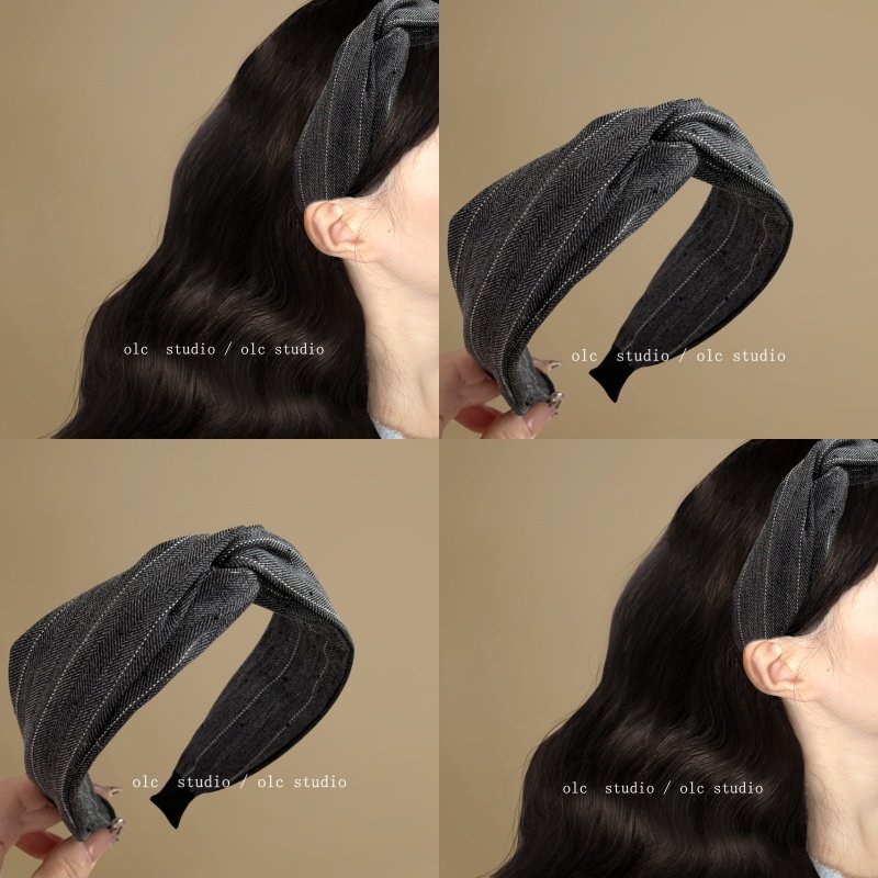 格蕾系灰~复古牛仔褶皱宽边发箍女2025新款英伦少女气质头箍盘发,家庭/个人清洁工具,盘发器,淘宝优惠券,粉丝福利购,淘宝优惠卷
