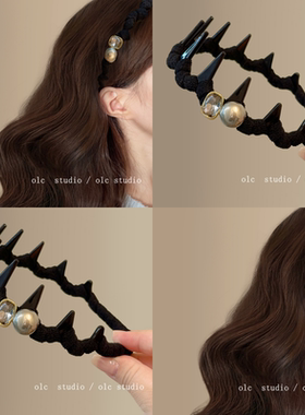 黑暗魔法~韩版波浪发箍女甜美轻奢蓬松气质带齿发箍2025新款旅行