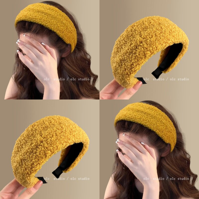 香草奶昔~法式洋气毛绒绒宽边发箍女秋冬新款气质高级感旅行发卡