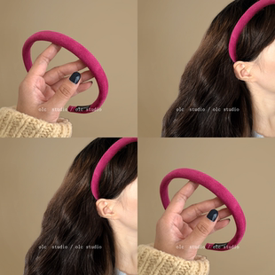 粉红女郎~丝绒细发箍法式复古发捆女ins风高级感压发头箍旅行法式