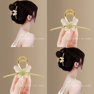碧落黄蝶~蝴蝶抓夹2025新品鲨鱼夹高端质感后脑勺盘盘发器女新款