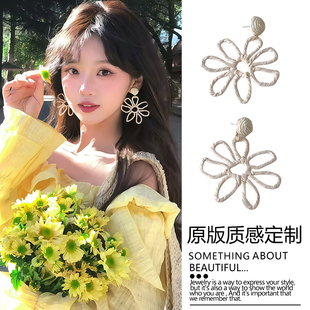 春日阳光系!草编大花手工耳环旅游度假风海边春夏清新时尚耳饰