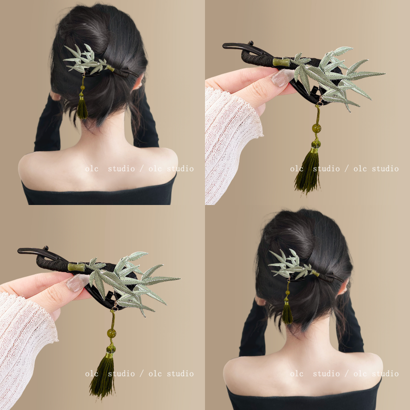 江南美人~国风流苏竹叶发夹女