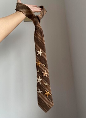 「土系海星原创」覆古美拉德星星亚麻条纹领带创意小众y2k配衬衫