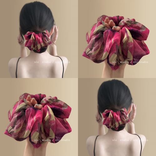 摩纳哥小姐~复古雪纺大肠发圈