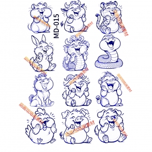 生肖葫芦烙画转印贴纸烫画葫芦葫芦烙画贴纸葫芦拓印图案转印纸