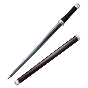 胜邪宝剑 汉剑 银花丝手工传统剑龙泉沈广隆一体花纹钢剑 未开刃