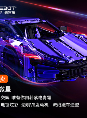 ONEBOT紫微星全电镀车身超级跑车双造型拼插积木模型儿童节礼物