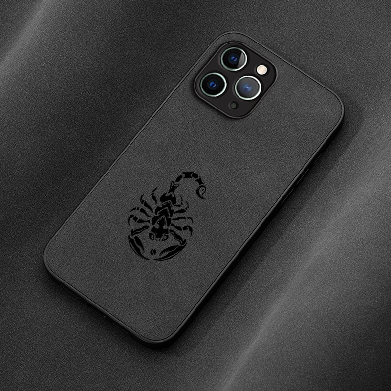 适用苹果16手机壳iphone15promax新款13pro外壳12翻毛皮iP14贴皮7plus蝎子17图腾8商务11男女6s保护套XR壳XS