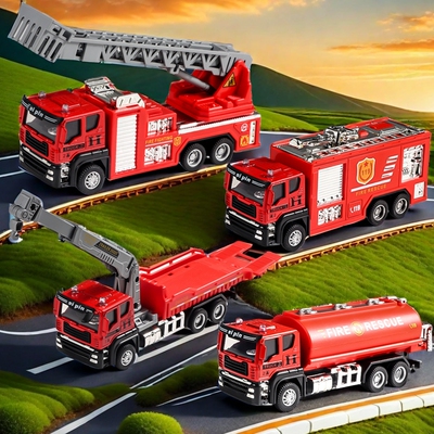 【耐摔合金】消防车翻斗车挖掘机