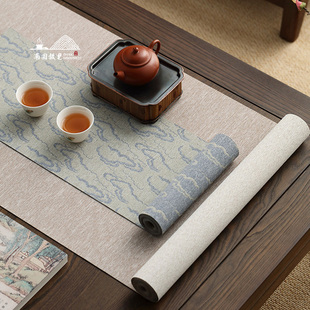 茶席防水干泡席禅意布艺桌旗茶旗茶道日式 祥云中式 茶桌长条茶布垫