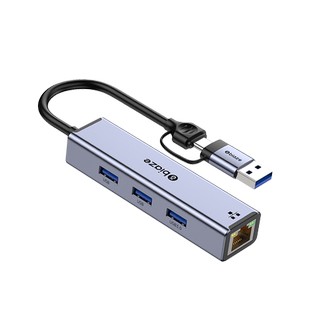 毕亚兹网线转接口usb转网口转换器typec千兆有线网卡外置宽带网络扩展hub分线器台式机笔记本电脑手机多接口