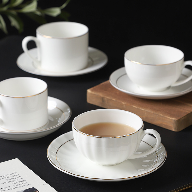 骨瓷金边咖啡杯套装小奢华陶瓷英式杯碟酒店美式欧式咖啡器具logo