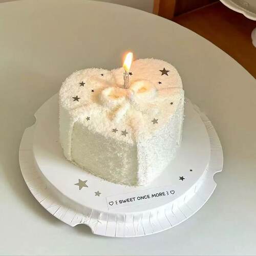 网红同款爱心蛋糕银色星星蛋糕装饰螺旋银色蜡烛仙女女神生日插件