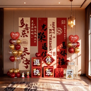 医生教师光荣退休仪式感条幅挂布装饰品氛围气球背景套餐场景布置