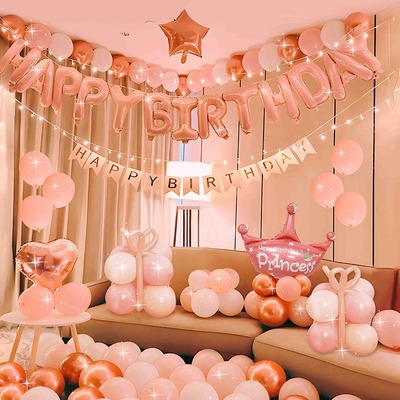 网红生日装饰场景布置女孩18岁成人礼男孩女童快乐派对氛围背景墙