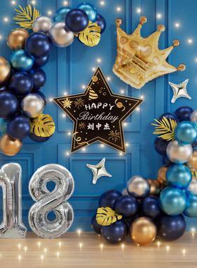 18岁生日布置场景装饰快乐男孩成人礼会场惊喜氛围感派对气球十八