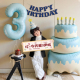 站立蛋糕气球蓝色数字生日布置场景装 饰男孩氛围感5周岁3拍照道具