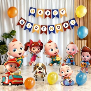 宝贝JoJo主题生日场景布置2三周岁女男孩宝派对气球装饰背景KT板