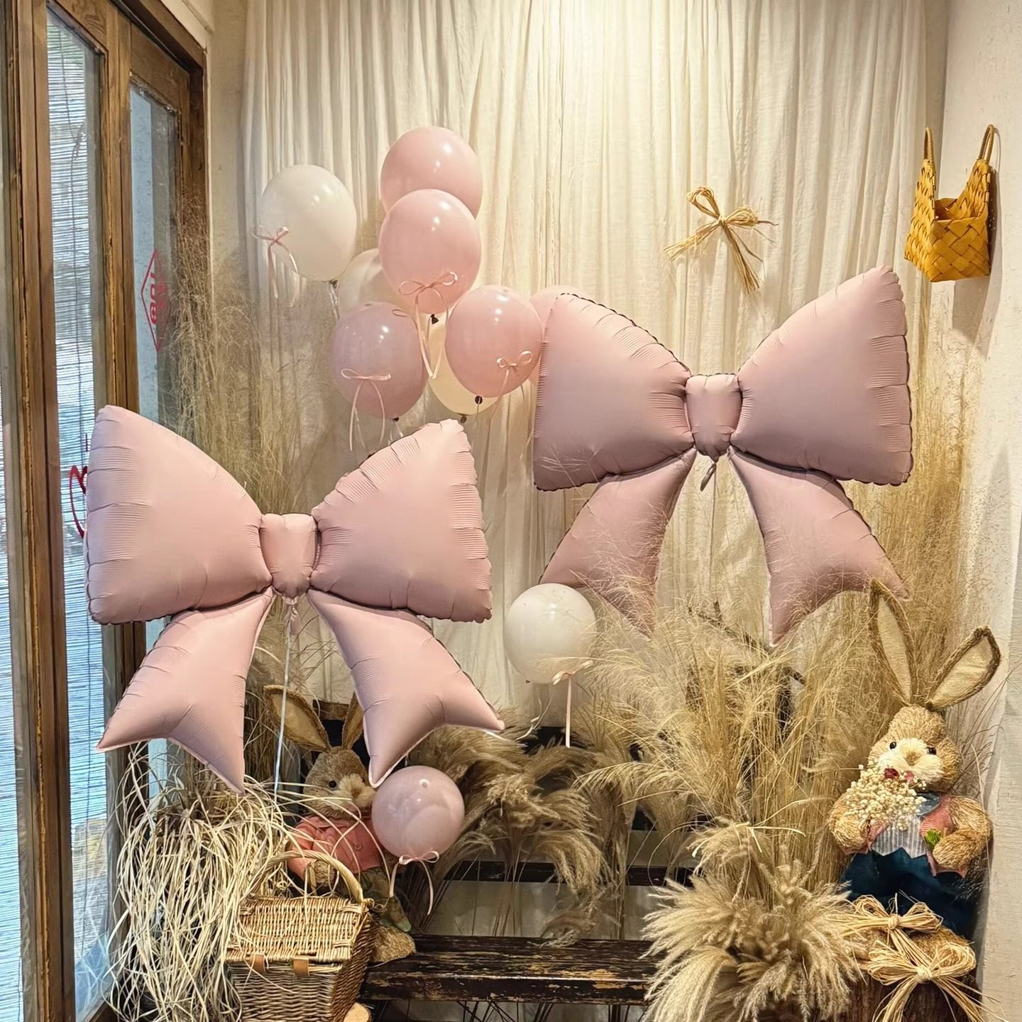 网红ins风粉色大蝴蝶结气球周岁生日派对装饰场景布置拍照道具,节庆用品/礼品,气球,淘宝优惠券,粉丝福利购,淘宝优惠卷
