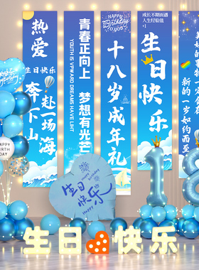 男女孩十八岁生日派对场景布置气球装饰18成人礼仪式感投屏背景墙
