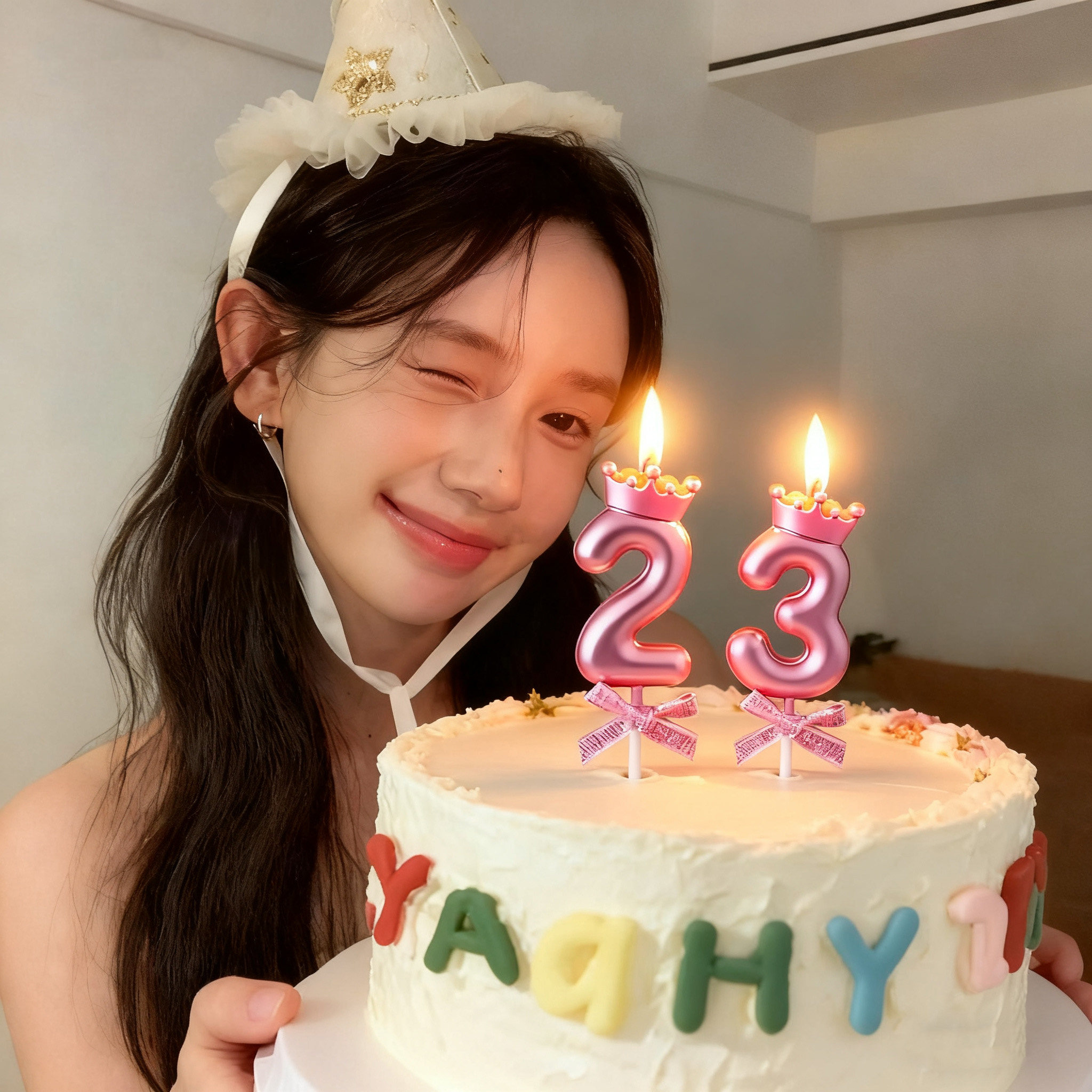粉色少女心皇冠数字蜡烛生日装饰插件成人周岁布置装扮