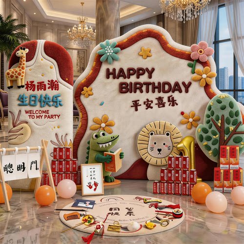 森系周岁高级氛围感生日布置装饰
