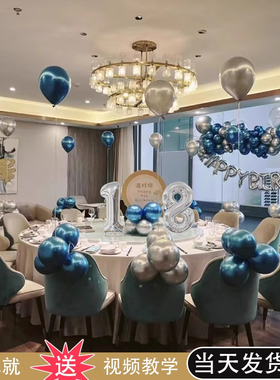 十八岁生日布置装饰场景男孩童气球酒饭店包厢间会场生日派对18