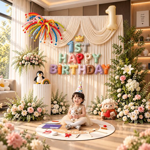宝宝一周岁生日布置装饰定制kt板
