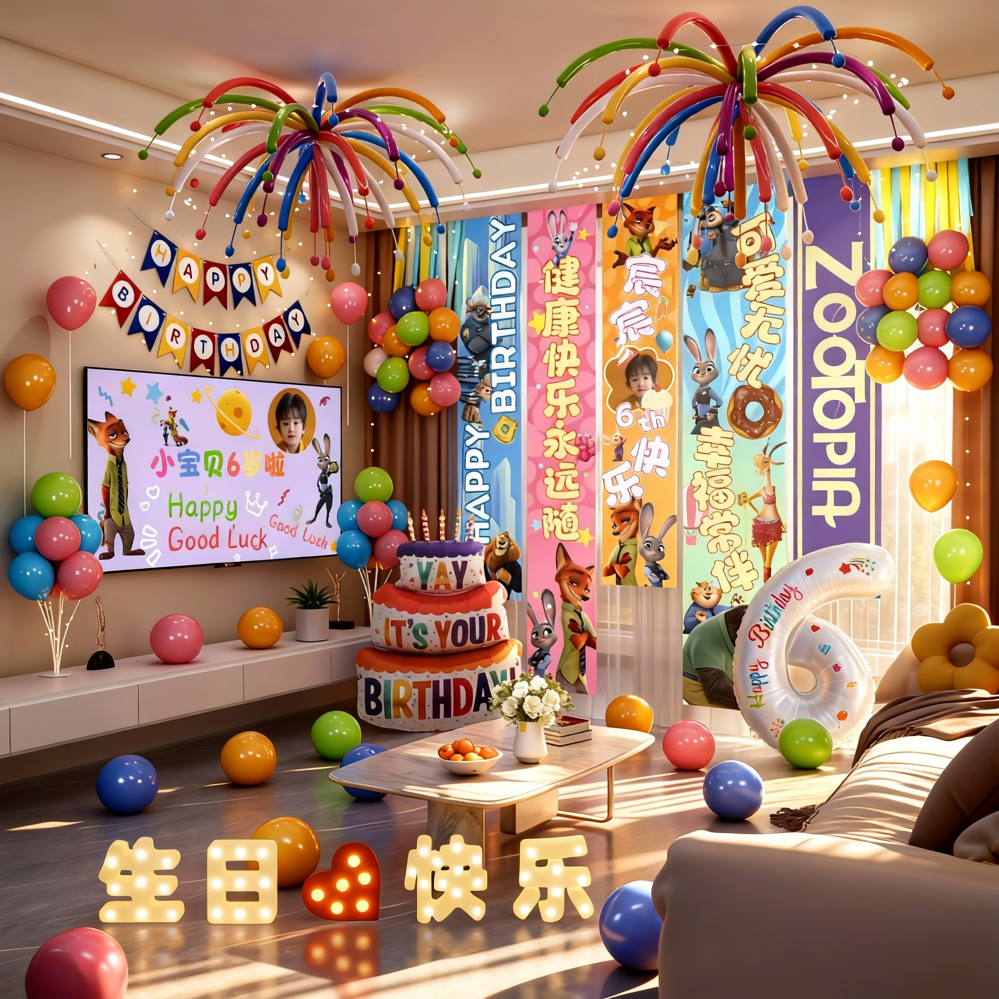 疯狂动物城生日布置气球派对挂布儿童6周岁兔子警官场景装饰十岁,节庆用品/礼品,装扮布置套餐,淘宝优惠券,粉丝福利购,淘宝优惠卷