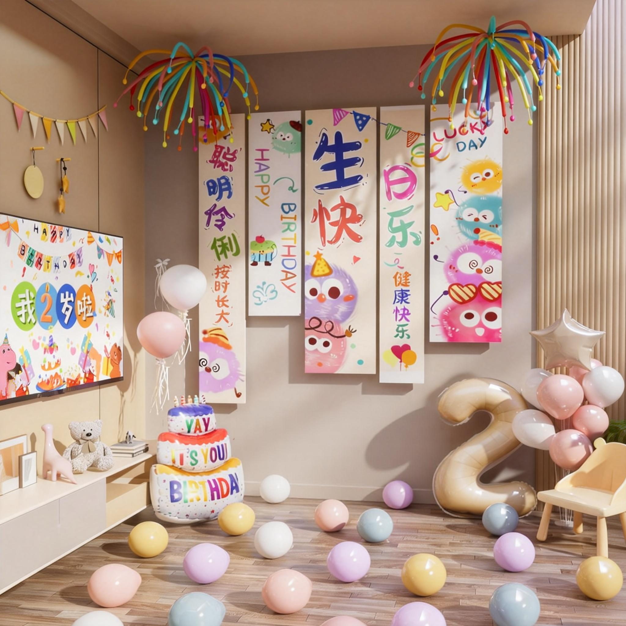 2岁小女孩生日布置装饰气球仪式感拍照道具派对氛围背景墙挂布男3,节庆用品/礼品,节日装扮用品,淘宝优惠券,粉丝福利购,淘宝优惠卷