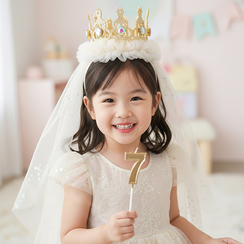 儿童生日帽快乐女孩小公主皇冠