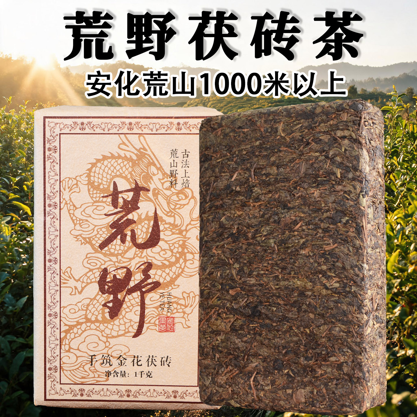 湖南安化黑茶荒野手筑金花茯砖茶