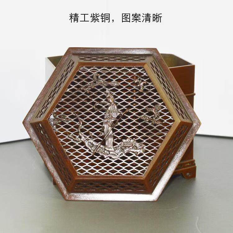 苏工六角侍女炉 紫铜三层香薰复古印象炉郑玉龙制带证书 香道篆印