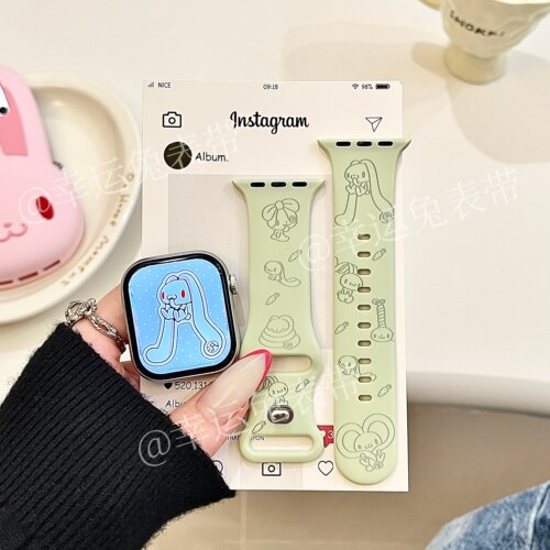 个性泛用兔适用iwatchs11/10苹果手表表带SE硅胶Applewatchs9/8/7