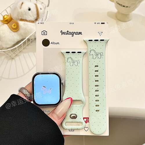 清新波点马适用iwatchs11/10苹果手表表带SE硅胶Applewatchs9/8/7