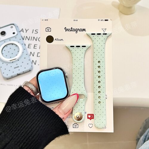 清新小波点适用iwatchs11/10苹果手表表带SE硅胶Applewatchs9/8/7