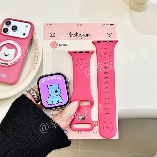 甜酷西高地适用iwatchs11/10苹果手表表带硅胶Applewatchs9/8/7