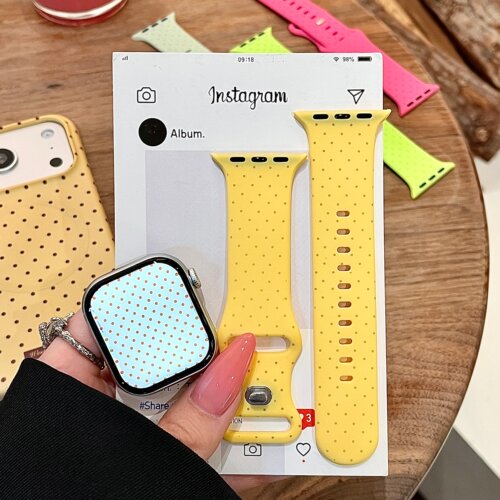 蛋黄小波点适用iwatchs11/10苹果手表表带SE硅胶Applewatchs9/8/7