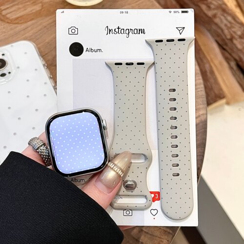 撞色小波点适用iwatchs11/10苹果手表表带SE硅胶Applewatchs9/8/7